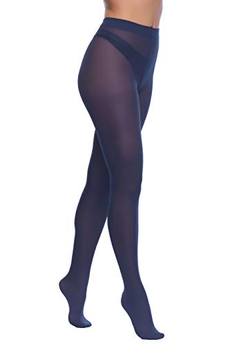 Yenita 3er Pack Damen Strumpfhosen 70 Den, Matte, Blickdichte Mikrofaser Strumpfhose (L, Marine 3er Pack) von Yenita