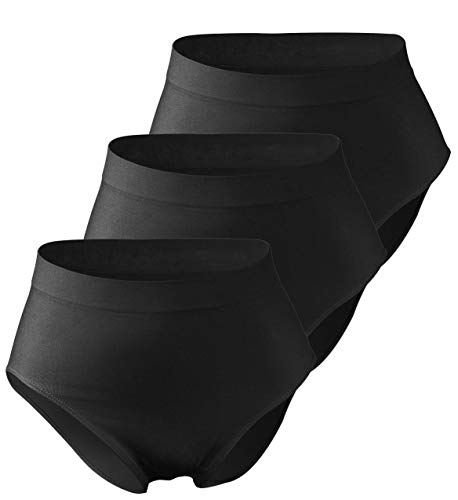 Yenita 3er Pack Microfaser Taillen-Slips Damen Maxi Slip, schwarz Gr. L von VCA