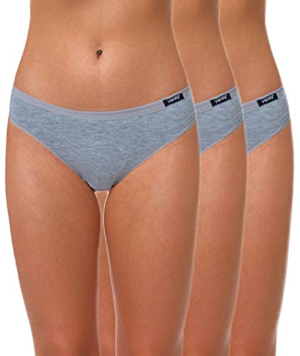 Yenita 3er Set Damen Basic Unterwäsche-Collection, Bikini-Slip, Grau, Gr. L von Yenita