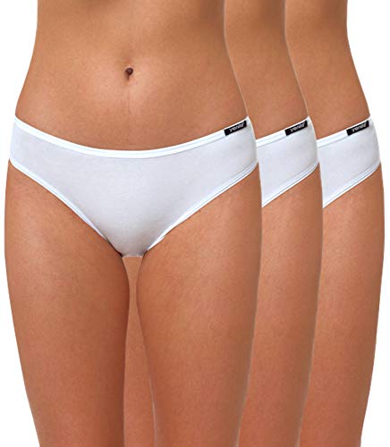 Yenita 3er Set Damen Basic Unterwäsche-Collection, Bikini-Slip, Weiss, Gr. L von Yenita