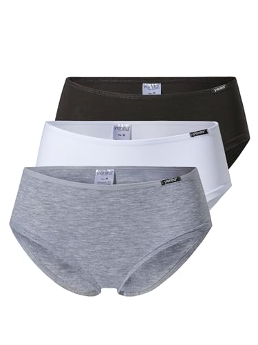 Yenita 3er Set Damen Basic Unterwäsche-Collection, Hipster, Gemischt (Schwarz, Weiss, Grau), Gr. M von Yenita