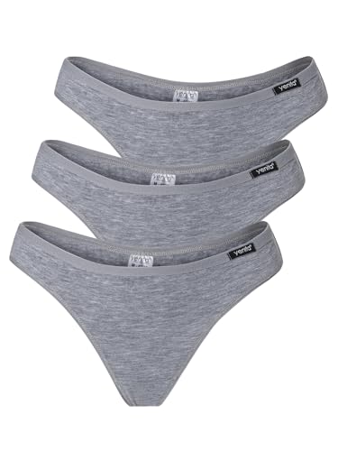 Yenita 3er Set Damen Basic Unterwäsche-Collection, String Tanga, Grau, Gr. M von Yenita