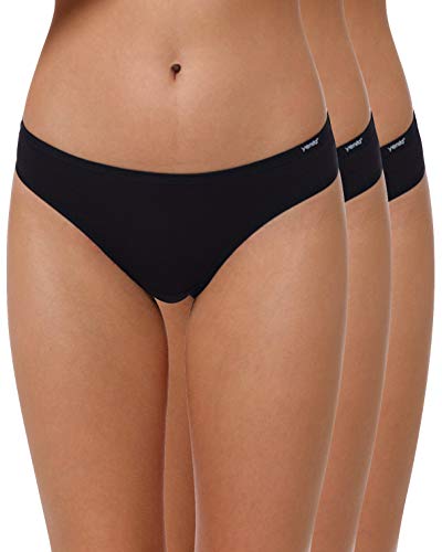 Yenita 3er Set Damen Basic Unterwäsche-Collection, String Tanga, Schwarz, Gr. L von Yenita