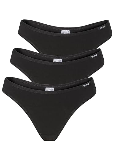 Yenita 3er Set Damen Basic Unterwäsche-Collection, String Tanga, Schwarz, Gr. L von Yenita