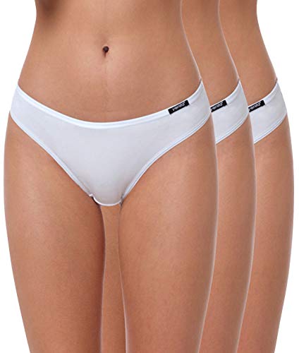 Yenita 3er Set Damen Basic Unterwäsche-Collection, String Tanga, Weiss, Gr. L von Yenita