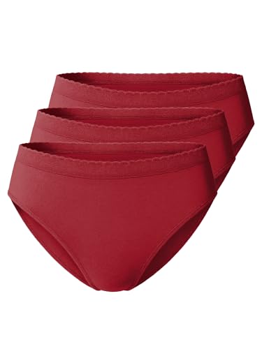Yenita 3er Set Damen Slips Microfaser Hüftslips - Wohlfühl Unterwäsche (M/L, Claret-rot 3er Pack) von Yenita