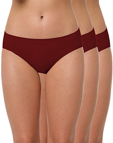 Yenita 3er Set Damen Slips Microfaser Hüftslips - Wohlfühl Unterwäsche (S/M, Claret-rot 3er Pack) von Yenita