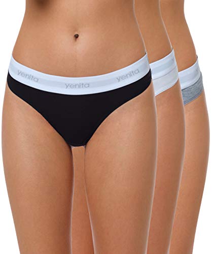 Yenita 3er Set Damen Underwear Modern-Sports-Collection, String, Gemischt (Schwarz/Weiss/Grau), Gr.XL von Yenita