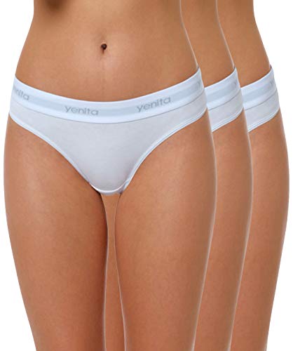 Yenita 3er Set Damen Underwear Modern-Sports-Collection, String, Weiss, Gr. L von Yenita