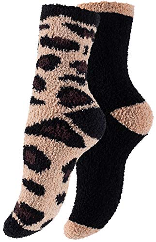 Yenita 4 Paar Kuschelsocken, weiche Flauschsocken, Bettsocken, warme Socken mit Muster, Giraffe, One Size von Yenita