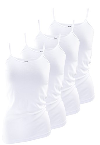 Yenita 4 Stück Damen Spaghetti Top - Unterhemden mit dezent glänzender Satinband-Einfassung, Gr. 44-46 von Yenita