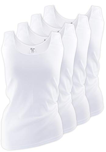 Yenita 4 Stück Damen Tank Top - Unterhemden mit dezent glänzender Satinband-Einfassung, Gr. 36-38 Yenita 4 Stück Damen Tank Top - Unterhemden mit dezent glänzender Satinband-Einfassung, Gr. 36-38 von Yenita