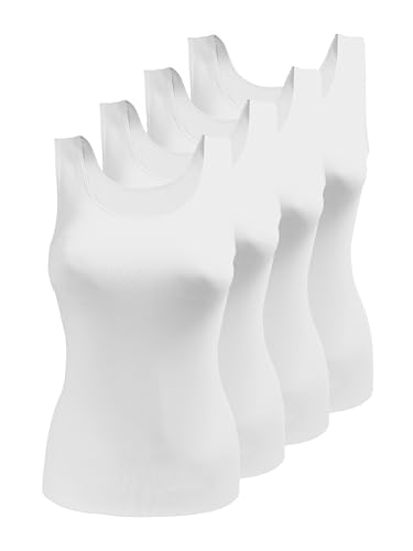 Yenita 4er Pack Damen Seamless Unterhemden, Tank Top aus Mikrofaser, Weiss, Gr. M von Yenita