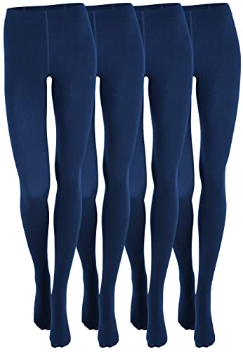 Yenita 4er Pack Damen THERMO Strumpfhose mit Fleece in blau, Gr. L/XL von Yenita