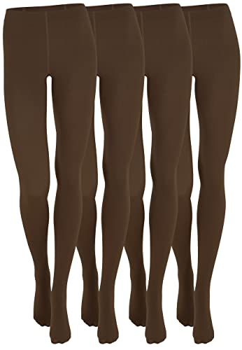 Yenita 4er Pack Damen THERMO Strumpfhose mit Fleece in braun, Gr. L/XL von Yenita