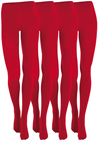 Yenita 4er Pack Damen THERMO Strumpfhose mit Fleece in rot, Gr. S/M von Yenita