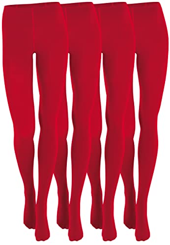 Yenita 4er Pack Damen THERMO Strumpfhose mit Fleece in rot, Gr. XL/XXL von Yenita