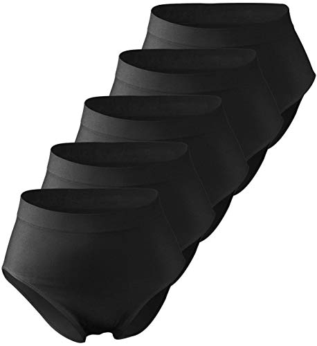 Yenita 5er Pack Damen Taillen-Slips, Unterhosen, Microfaser Maxi Slip, schwarz, Gr. M Yenita 5er Pack Damen Taillen-Slips, Unterhosen, Microfaser Maxi Slip, schwarz, Gr. M von Yenita