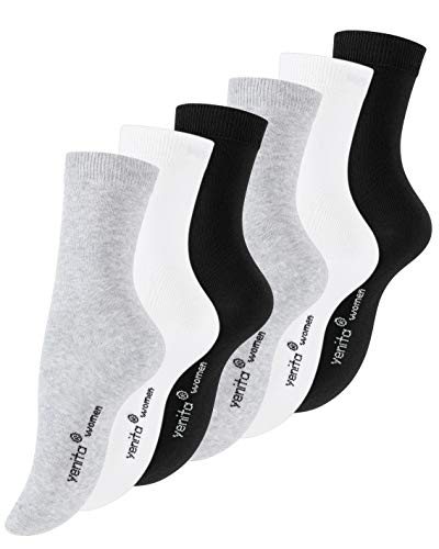 Yenita 6 Paar Damen BIO Baumwolle Socken mit Komfortbund in Farbmix, Gr. 35-38 von Yenita