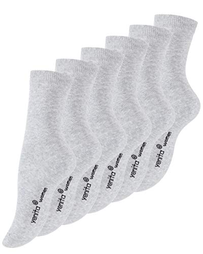 Yenita 6 Paar Damen BIO Baumwolle Socken mit Komfortbund in Grau Melànge, Gr. 35-38 von Yenita