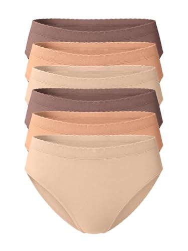 Yenita 6er Set Damen Slips Microfaser Hüftslips - Wohlfühl Unterwäsche (L/XL, Taupe-Mix) von Yenita