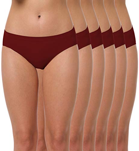 Yenita 6er Set Damen Slips Microfaser Hüftslips - Wohlfühl Unterwäsche (M/L, Claret-rot 6er Pack) von Yenita