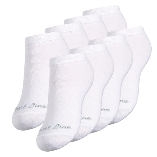 Yenita 8 Paar Kinder Sneaker Socken Sport Line, Mädchen Jungen Socken weiss, Gr. 23-26 von Yenita