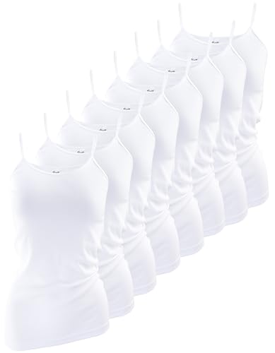 Yenita 8 Stück Damen Spaghetti Top - Unterhemden mit dezent glänzender Satinband-Einfassung, Gr. 44-46 von Yenita