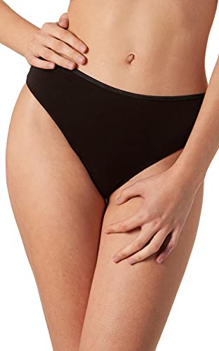 Yenita Bambus Damen Unterwäsche, Slip mit Spitze hinten, Schwarz, Gr. L von Yenita