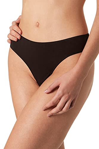 Yenita Bambus Damen Unterwäsche, String Tanga mit Spitze hinten, Schwarz, Gr. M von Yenita