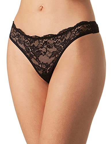 Yenita Bambus Damen Unterwäsche, String Tanga mit Spitze vorn, Schwarz, Gr. M von Yenita