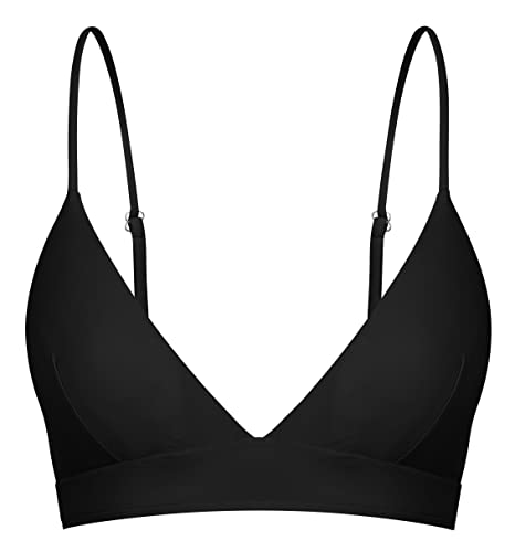 Yenita Damen Beachwear Triangel Bikini Oberteil, schwarz, Gr. L von Yenita