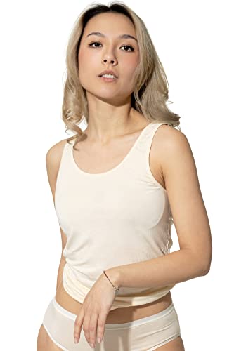 Yenita Damen Unterwäsche Bambus, 2er Set, Tank Top, Unterhemd, Champagne, Gr. XL von Yenita