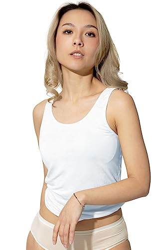 Yenita Damen Unterwäsche Bambus, 2er Set Tank Top, Weiss, Gr. M von Yenita