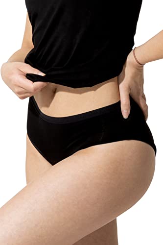 Yenita Damen Unterwäsche Bambus, 3er Set Bikini-Slip, schwarz, Gr. L von Yenita