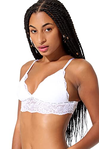 Yenita Damen Unterwäsche Lace Collection, Spitzen-Bustier ohne Bügel, BH gepolstert in Weiss, Gr. XL von Yenita