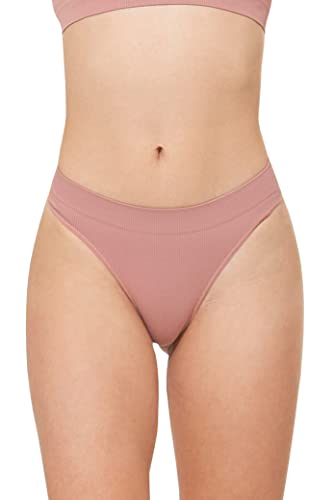 Yenita Damen Unterwäsche Ribbed Collection, String, Altrosa in Gr. L von Yenita