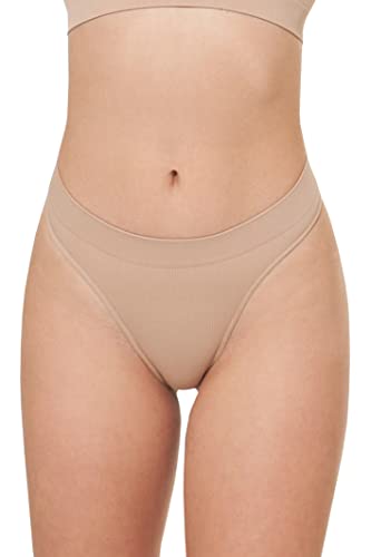 Yenita Damen Unterwäsche Ribbed Collection, String, Beige in Gr. M von Yenita