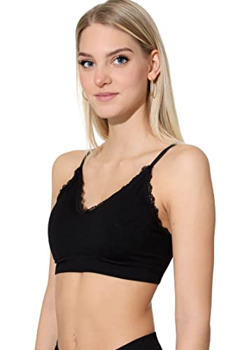 Yenita Damen Unterwäsche Ribbed Collection Lace, Bustier-BH mit Spitze, Schwarz in Gr.L von Yenita