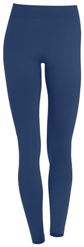 Yenita Thermoleggings Gefütterte Damen Legging mit Innenfleece im 2er Pack, Winter Seamless Thermo Legging in Marine, GR: L/XL von Yenita