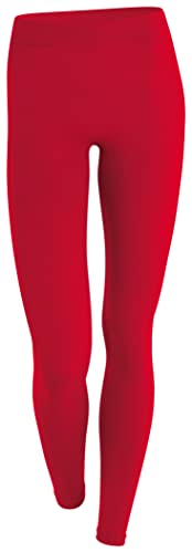 Yenita Thermoleggings Gefütterte Damen Legging mit Innenfleece im 2er Pack, Winter Seamless Thermo Legging in Rot, GR: L/XL von Yenita