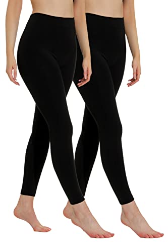 Yenita Thermoleggings Gefütterte Damen Legging mit Innenfleece im 2er Pack, Winter Seamless Thermo Legging in Schwarz, GR: M/L von Yenita