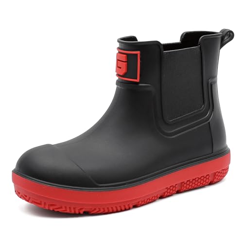 Gummistiefel Herren Damen, Wasserdicht Atmungsaktiv Halbhoch Stiefeletten, Gummistiefel Anti-Rutsch Mode PVC Chelsea-Stiefel Herren Damen von Yenxapei