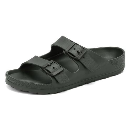 Pantoletten Damen Sommer Herren Weich Sandalen Bequem Cozy Slides Original Schlappen Foam Hausschuhe Sommerschuhe Mules Clogs Rutschfeste Badelatschen Orthopädische Sandale, Grün, EU 39-40 von Yenxapei