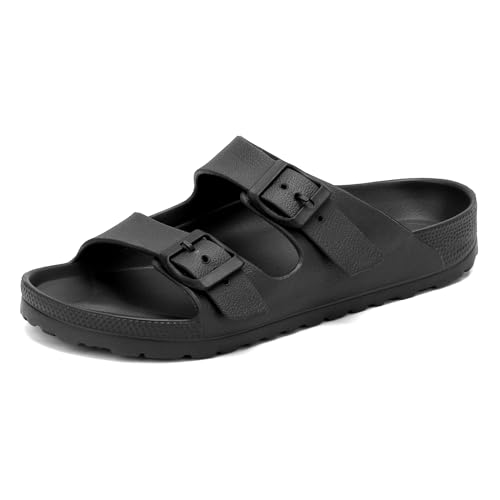 Pantoletten Damen Sommer Herren Weich Sandalen Bequem Cozy Slides Original Schlappen Foam Hausschuhe Sommerschuhe Mules Clogs Rutschfeste Badelatschen Orthopädische Sandale, Schwarz, EU 35-36 von Yenxapei