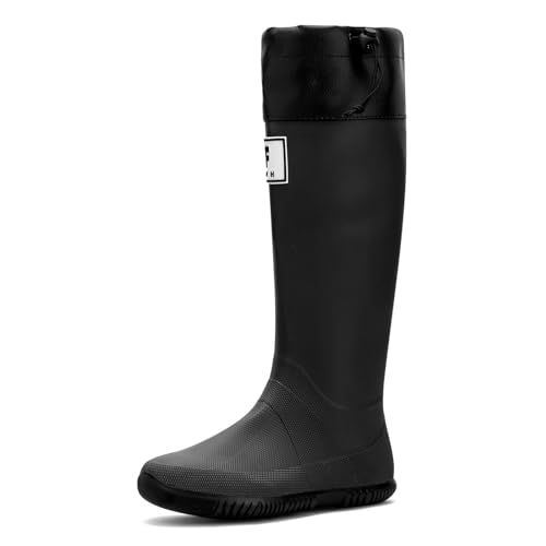 Yenxapei Gummistiefel Damen Herren, Original Wasserdichte Arbeitsstiefel Hoch Regenstiefel, Gummi Langschaft Gummistiefel Sicherheits Stiefel Regenschuhe Boots Gartenschuhe Im Freien, Schwarz, 45 EU von Yenxapei