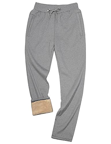 Yeokou Herren Winter Warm Sherpa gefüttert Active Thermo Jogger Fleece Sweatpants Pants, Style12lightgrey-straight Leg, Groß von Yeokou