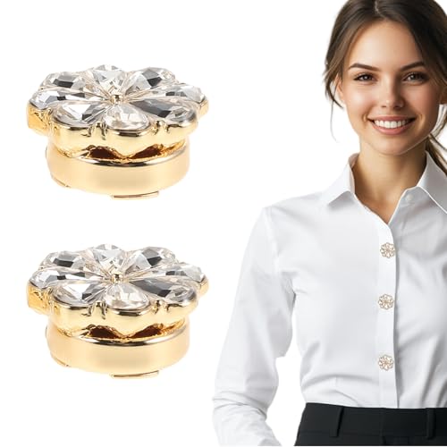 Yeomju 2 Stück Hemdzubehör Blusen Zubehör Damen Hemd Knöpfe Blusenknöpfe Elegant Hemd Knöpfe Blusenknopf Abdeckungen Manschettenknopf mit Legierung Golden von Yeomju