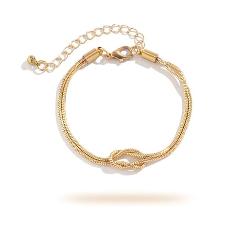 Yeomju Gold Armbänder für Damen, 14 K Gold Plattiert Liebe Knoten Armband Gold Schlangenkette Armband Unendliche Liebe Armband Einstellbares Gold Schmuck Wasserdichtes von Yeomju