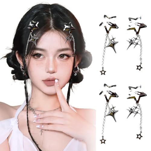 Yeomju Stern Haarspangen 2er Set, Niedliche Y2K Accessoires Für Frauen, Langlebige Metall Glitzer Snap Haarspangen Für Alltag Und Besondere Anlässe von Yeomju